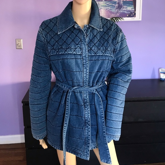 quilted denim coat